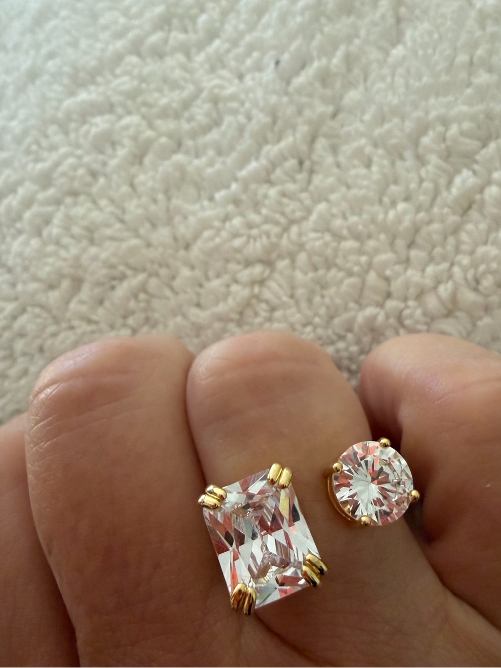 Gold-Plated Clear CZ double stone ring size 8 Women Jewelry brand new!